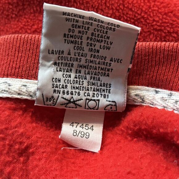 Vintage 90s Tommy Hilfiger Red XXL Fleece Crewneck Sweatshirt Elastic Hem Men’s - Picture 6 of 6